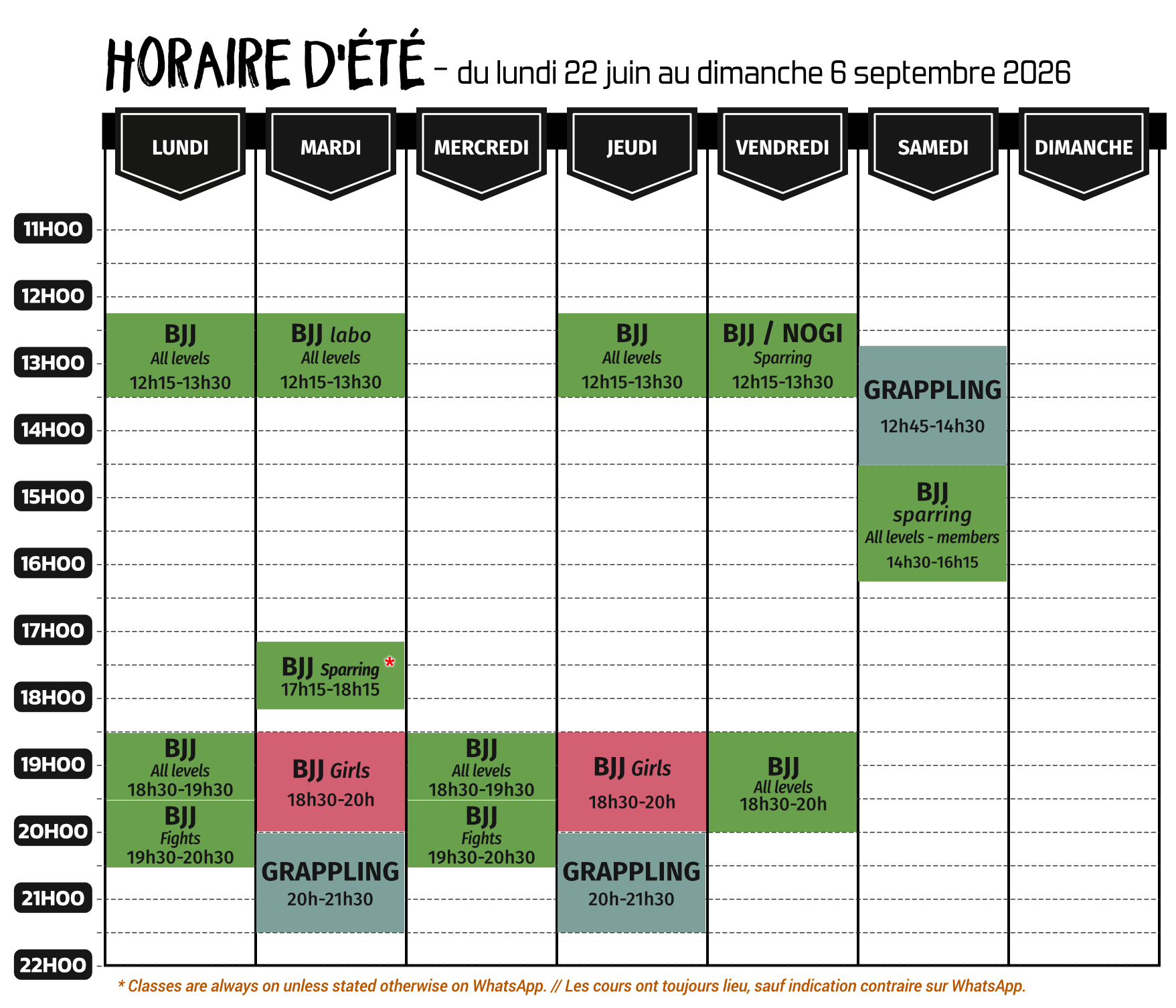 Planning été 2026